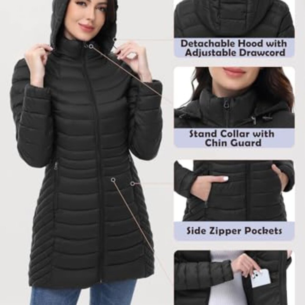 Mid-Length Packable Puffer Jacket Lightweight War… - image 5